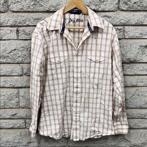 Men's Beige and Brown Checkered Shirt